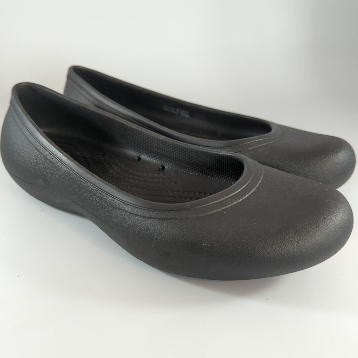 Crocs Women's At Work Black Ballet Flats| Slip Resistant Work Shoes - Size 8